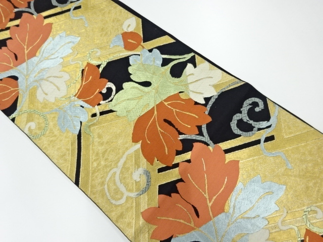 アンティーク　菊の葉模様織出し袋帯（材料）